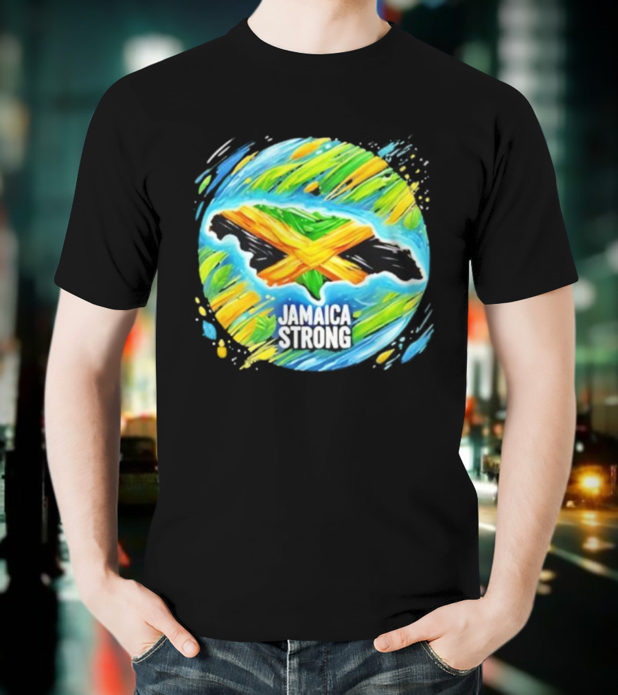 Jamaica Strong Hurricane Melissa Recovery Brush Stroke Flag Art T-Shirt