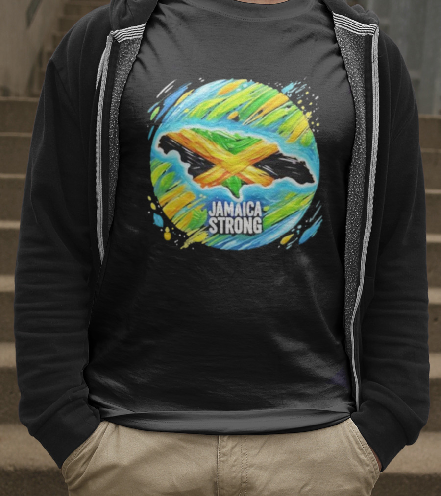 Jamaica Strong Hurricane Melissa Recovery Brush Stroke Flag Art T-Shirt