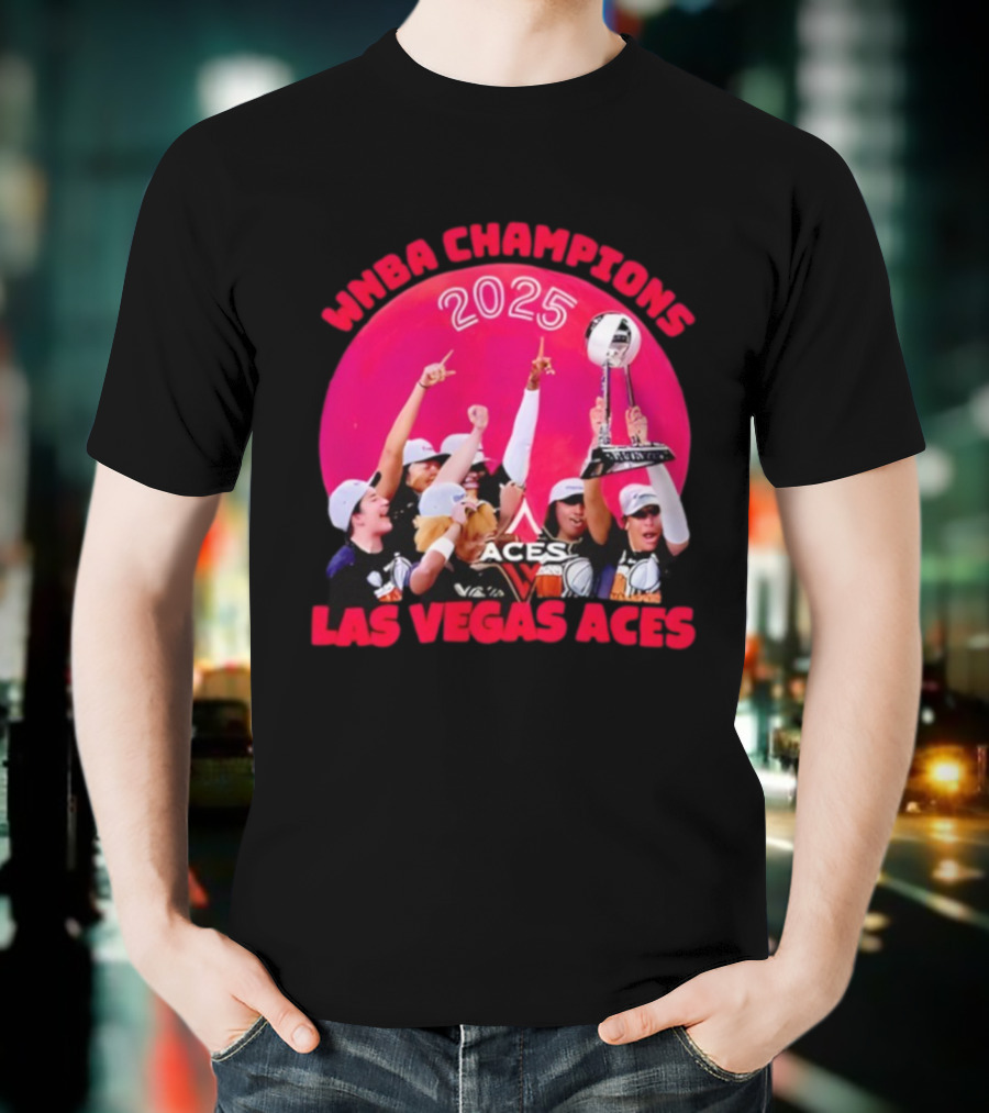 WNBA Champions 2025 Las Vegas Aces Pink Moon Celebration T-Shirt