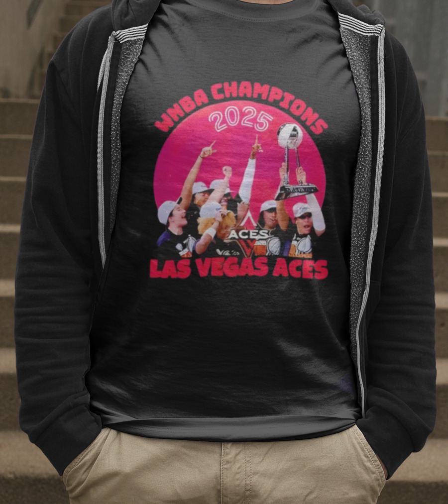 WNBA Champions 2025 Las Vegas Aces Pink Moon Celebration T-Shirt