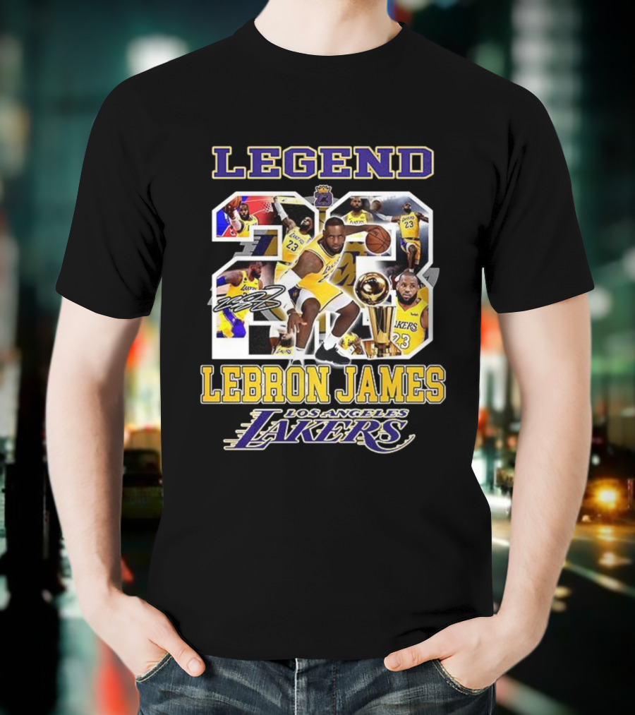 Legend Lebron James Lakers Los Angeles Number 23 Collage Signature T-Shirt