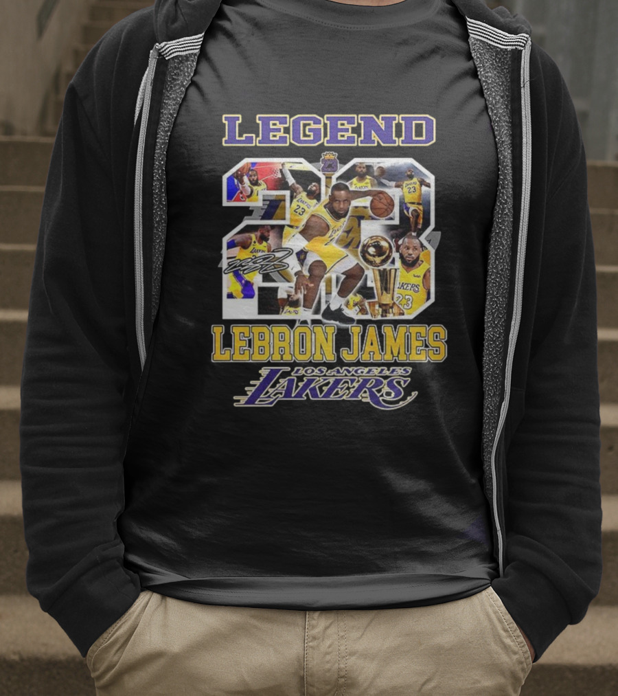 Legend Lebron James Lakers Los Angeles Number 23 Collage Signature T-Shirt