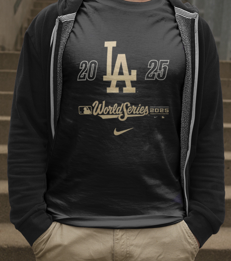 Los Angeles Dodgers 2025 World Series Nike Participant LA Logo T-Shirt