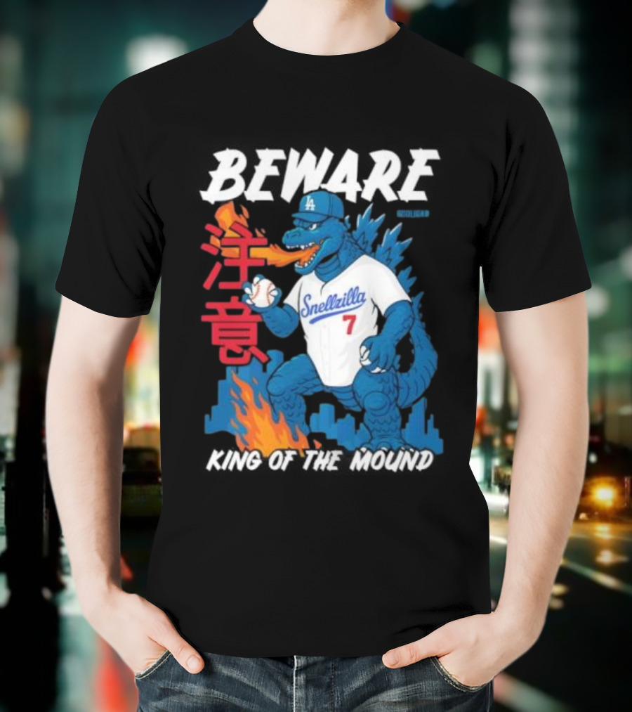 Los Angeles Snellzilla Baseball Monster King Of The Mound T-Shirt