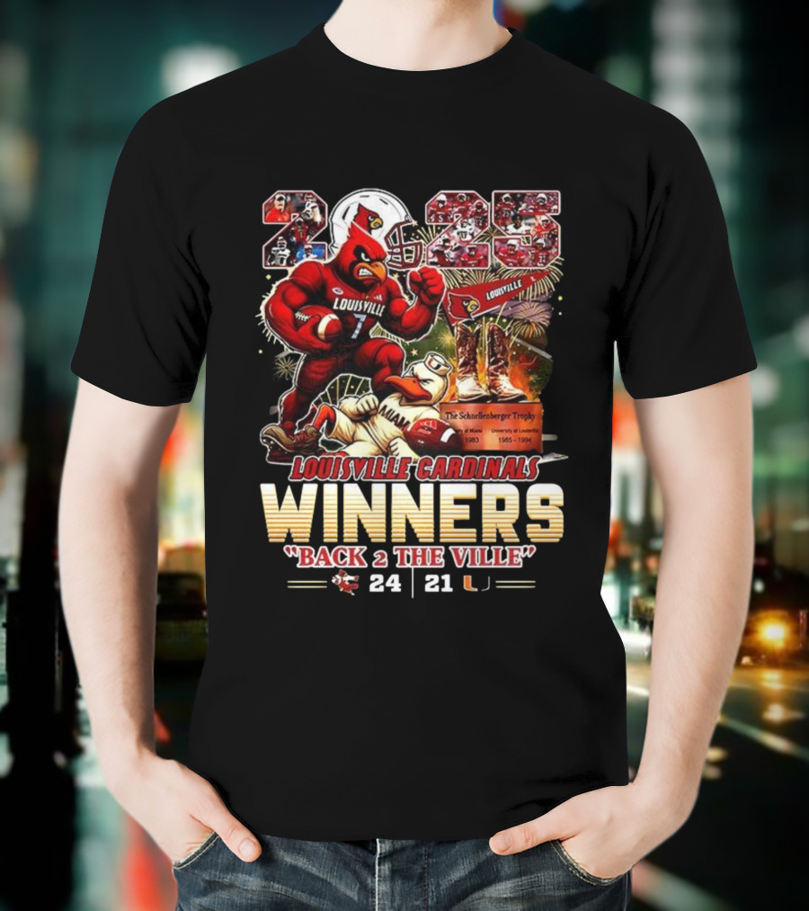 Louisville Cardinals Winners Back 2 The Ville 2025 Schnellenberger Trophy T-Shirt