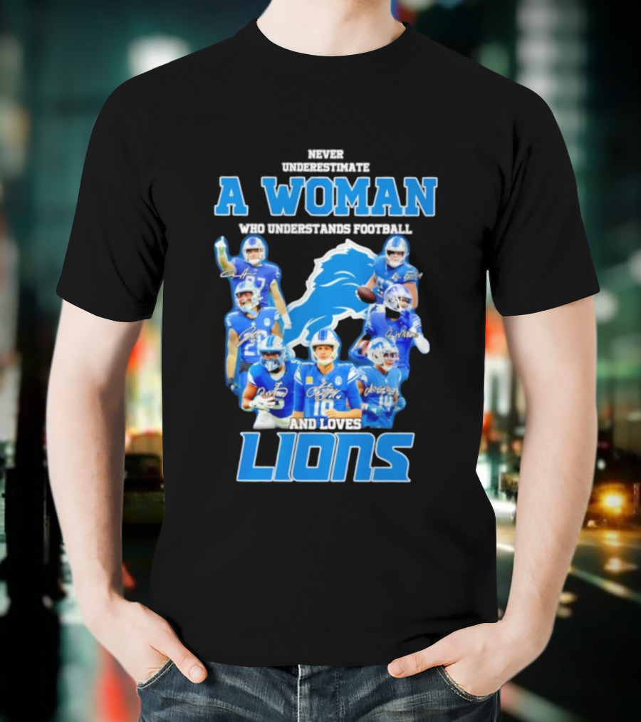 A Woman Who Understands Football And Loves Lions Players T-Shirt