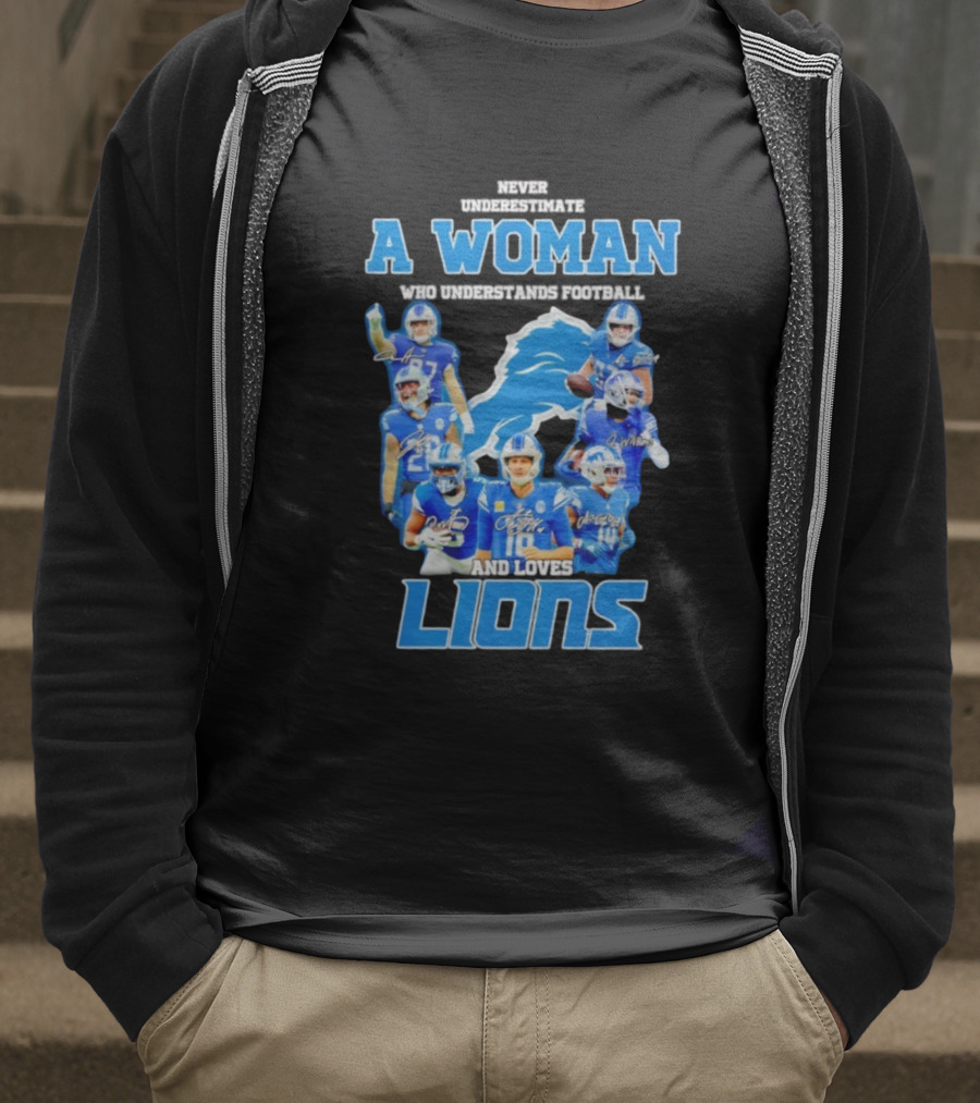 A Woman Who Understands Football And Loves Lions Players T-Shirt
