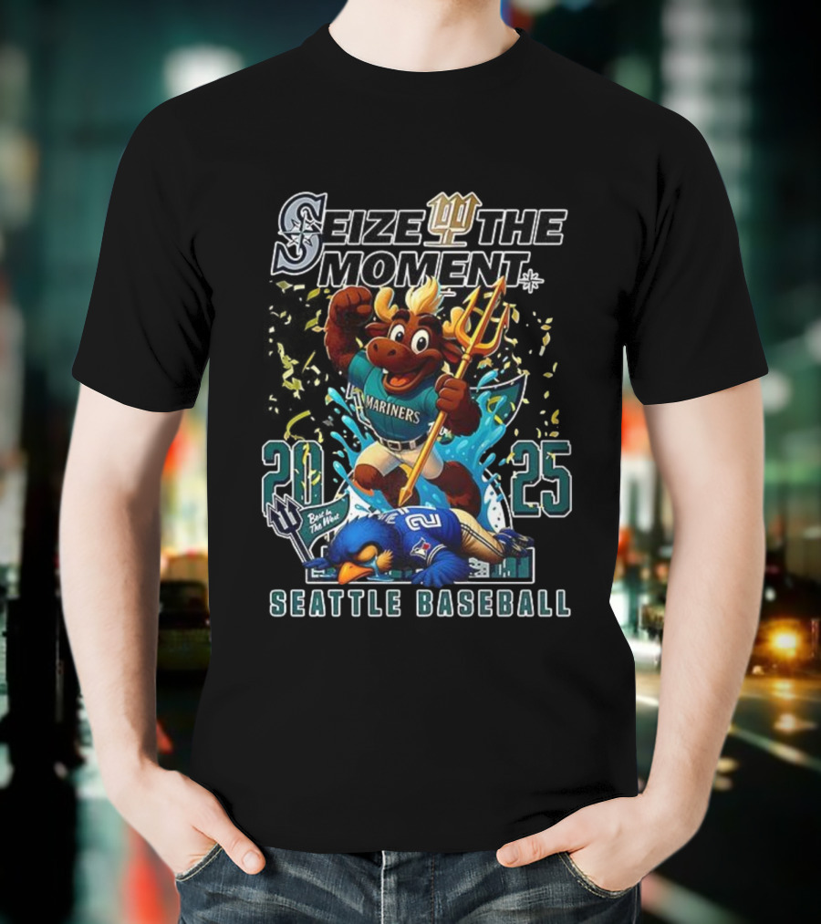 Seize The Moment Seattle Mariners Baseball Beat The Wave 2025 T-Shirt