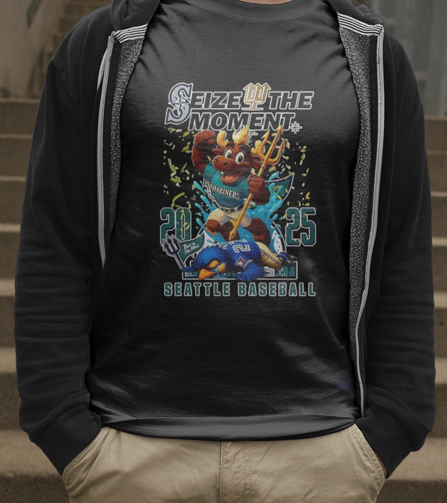 Seize The Moment Seattle Mariners Baseball Beat The Wave 2025 T-Shirt