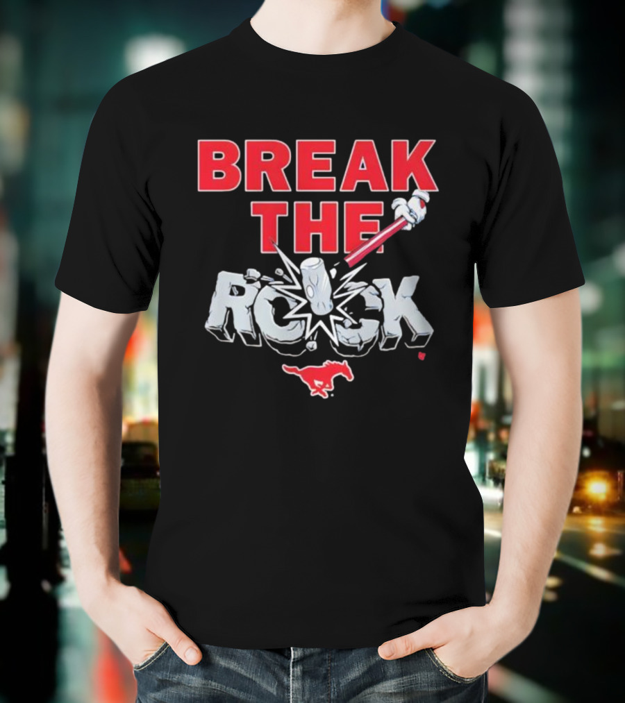 Break The Rock SMU Mustang Football Theme T-Shirt