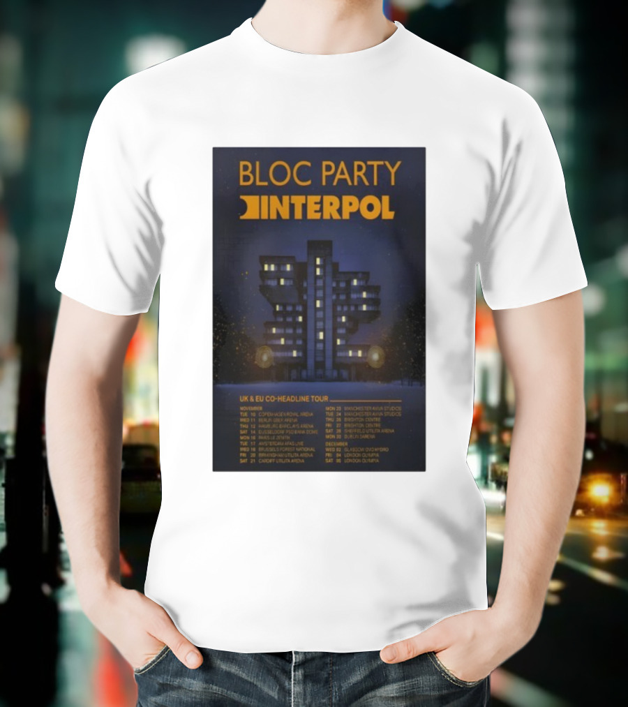 Bloc Party Interpol UK EU Co-Headline Tour November 2026 T-Shirt