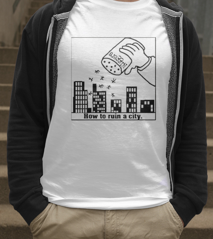 How To Ruin A City Caricature Salt Shaker Over City Skyline T-Shirt