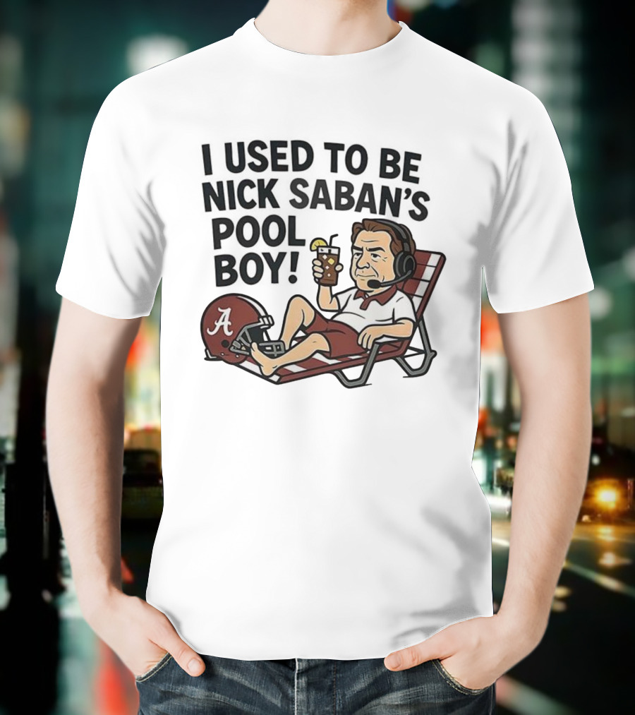 Nick Saban Pool Boy Alabama Football Cartoon Lounge Chair Parody T-Shirt