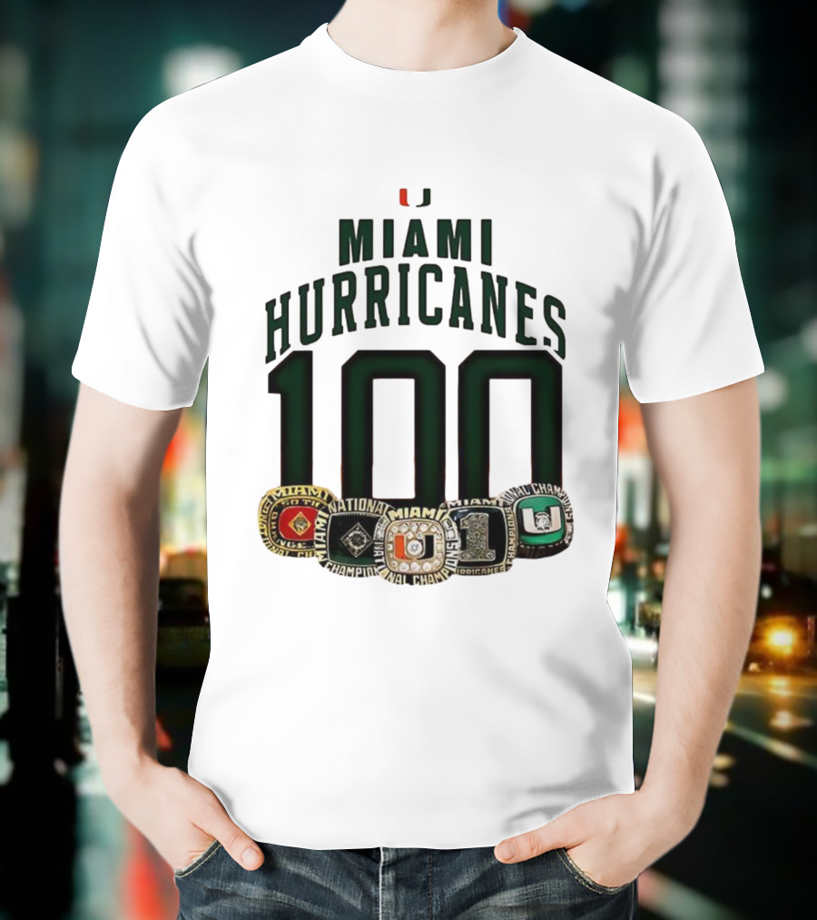 Miami Hurricanes 100 National Champions Rings T-Shirt