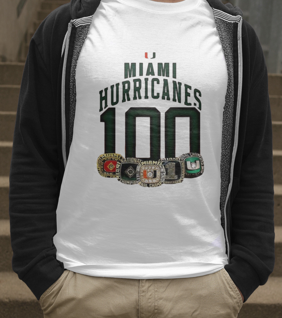 Miami Hurricanes 100 National Champions Rings T-Shirt