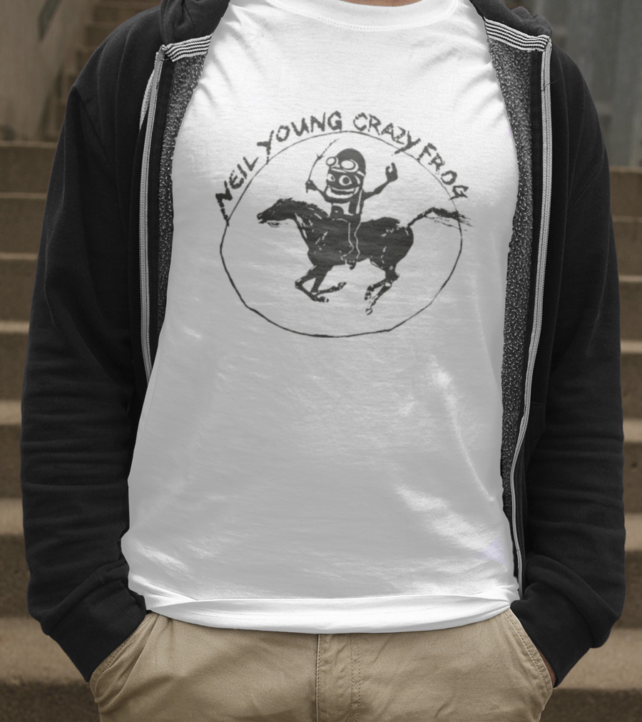 Neil Young Crazy Frog My My Ding Ding Riding Horse Circle T-Shirt