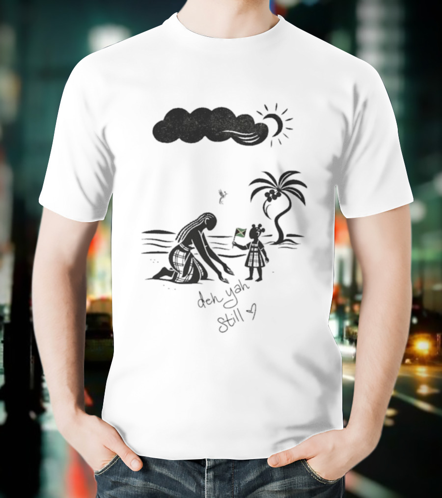 Jodie Turner-Smith X Project Hope Deh Yah Still Jamaican Flag Palm Tree Clouds Sun T-Shirt