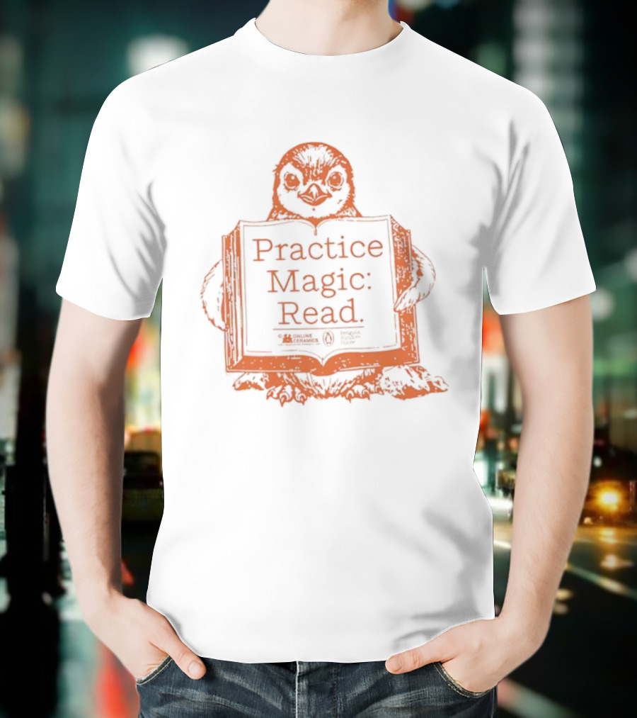 Penguin Holding Book Practice Magic Read T-Shirt