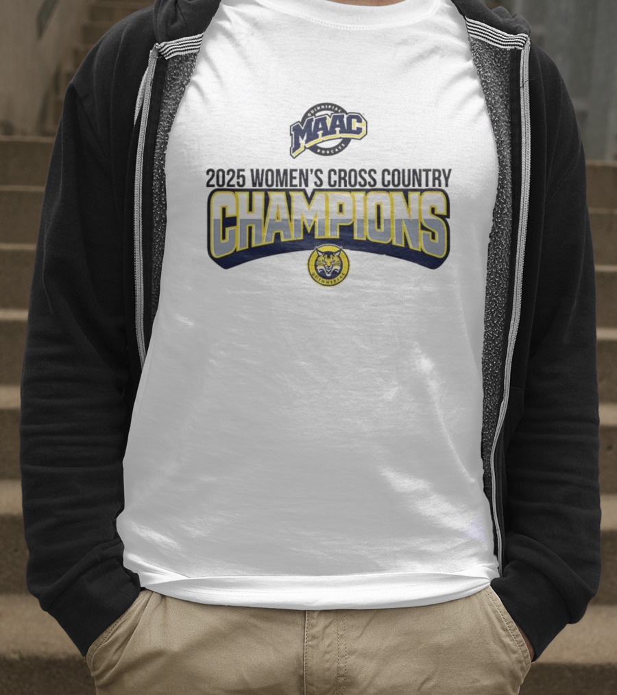 Quinnipiac University 2025 Women's Cross Country Champions MAAC Logo T-Shirt