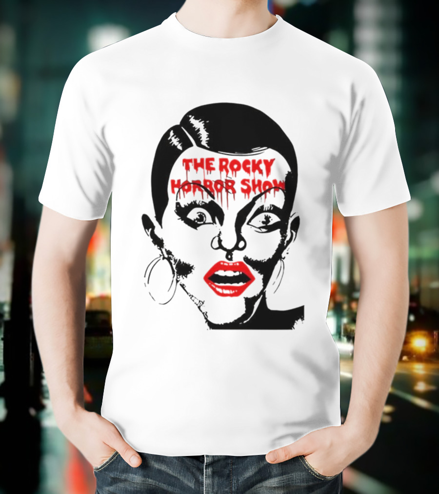 The Rocky Horror Show Dripping Text Vintage 70s Red Lips Graphic T-Shirt