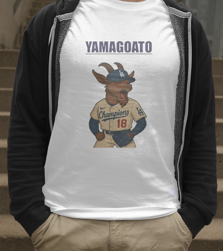 Yamagoato Champions LA 18 Goat Baseball Illustration T-Shirt