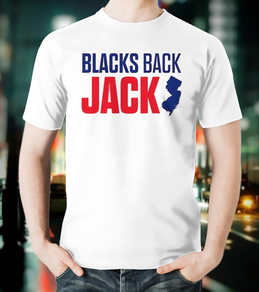 Blacks Back Jack New Jersey Map Support T-Shirt