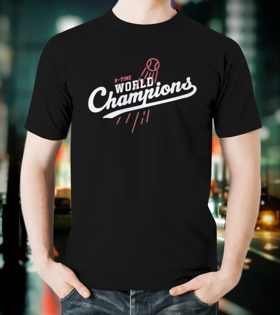 9 Time World Champions Los Angeles Dodgers Baseball T-Shirt