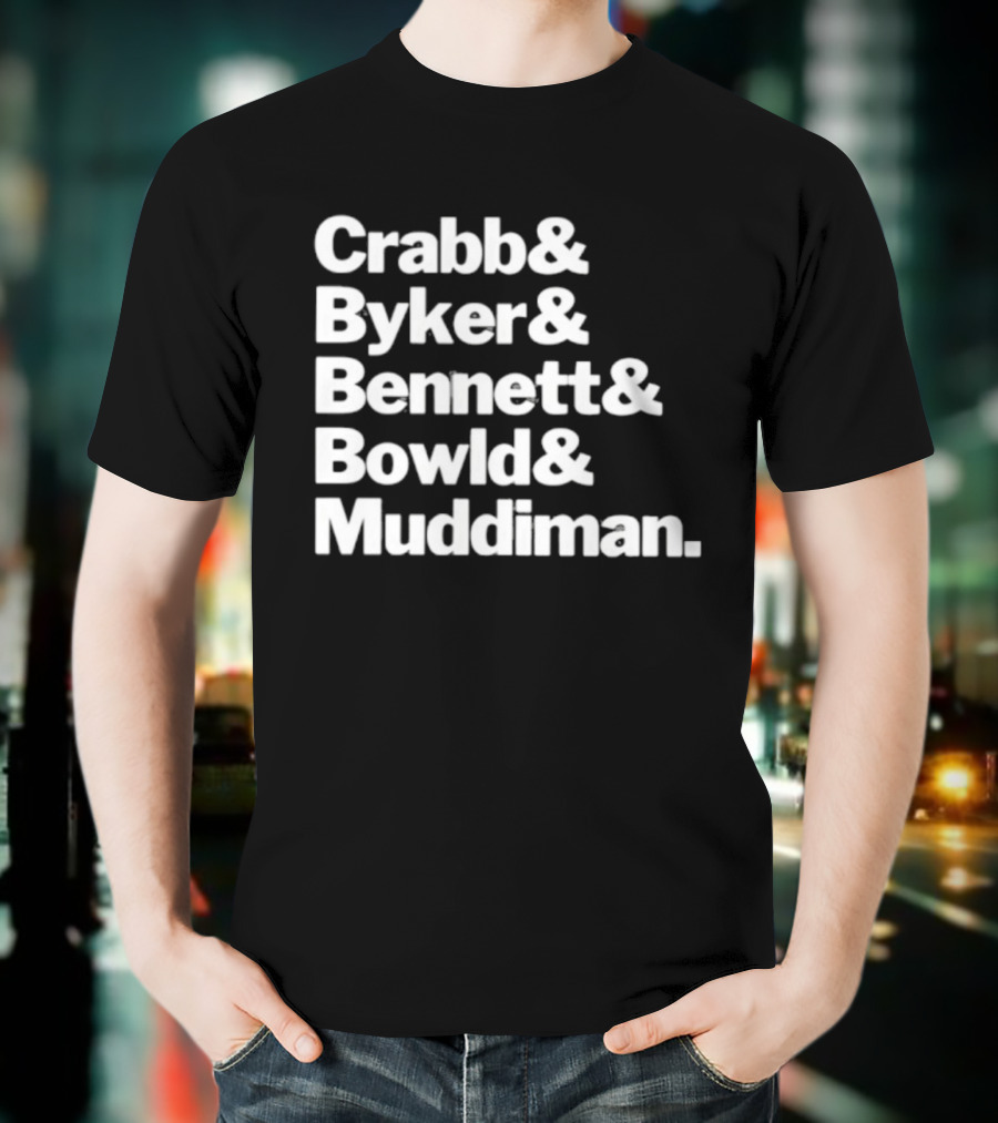 Crabb Byker Bennett Bowld Muddiman Iconic Names List T-Shirt