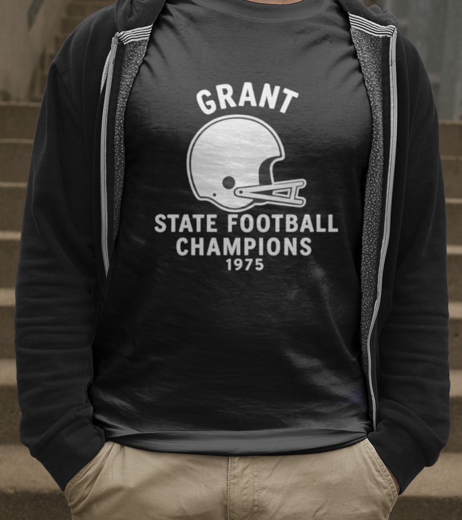 Grant State Football Champions 1975 Helmet T-Shirt