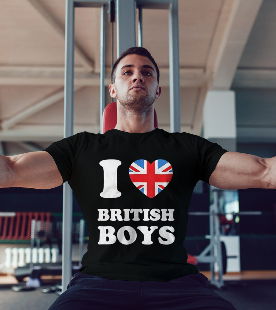 I Love British Boys Union Jack Heart Design T-Shirt