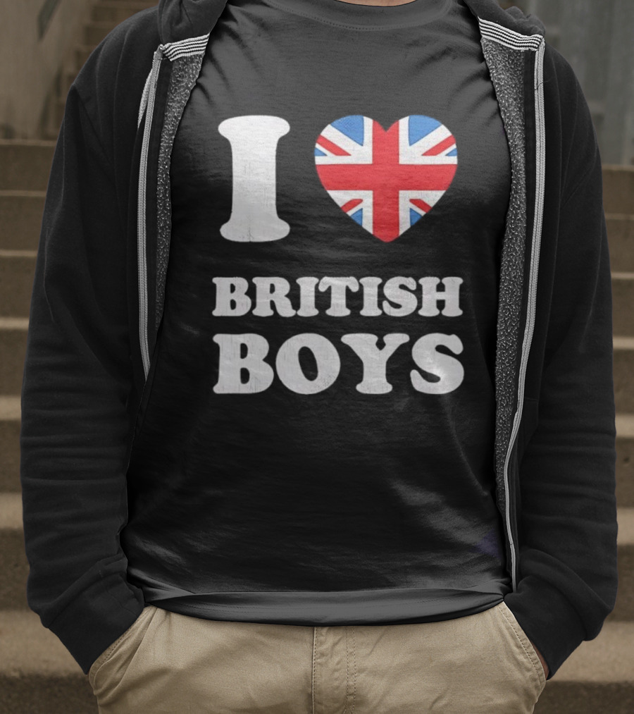 I Love British Boys Union Jack Heart Design T-Shirt