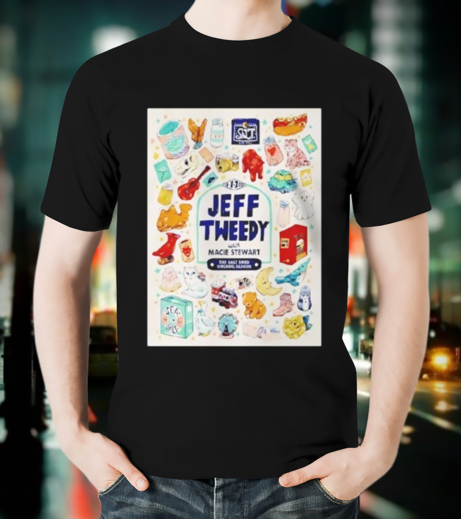 Jeff Tweedy With Macie Stewart The Salt Shed Chicago Illinois November 1 2025 Sea Salt Cats Boots Moon Pizza T-Shirt