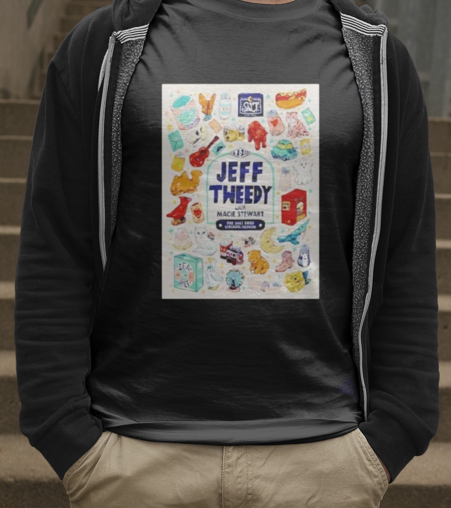 Jeff Tweedy With Macie Stewart The Salt Shed Chicago Illinois November 1 2025 Sea Salt Cats Boots Moon Pizza T-Shirt