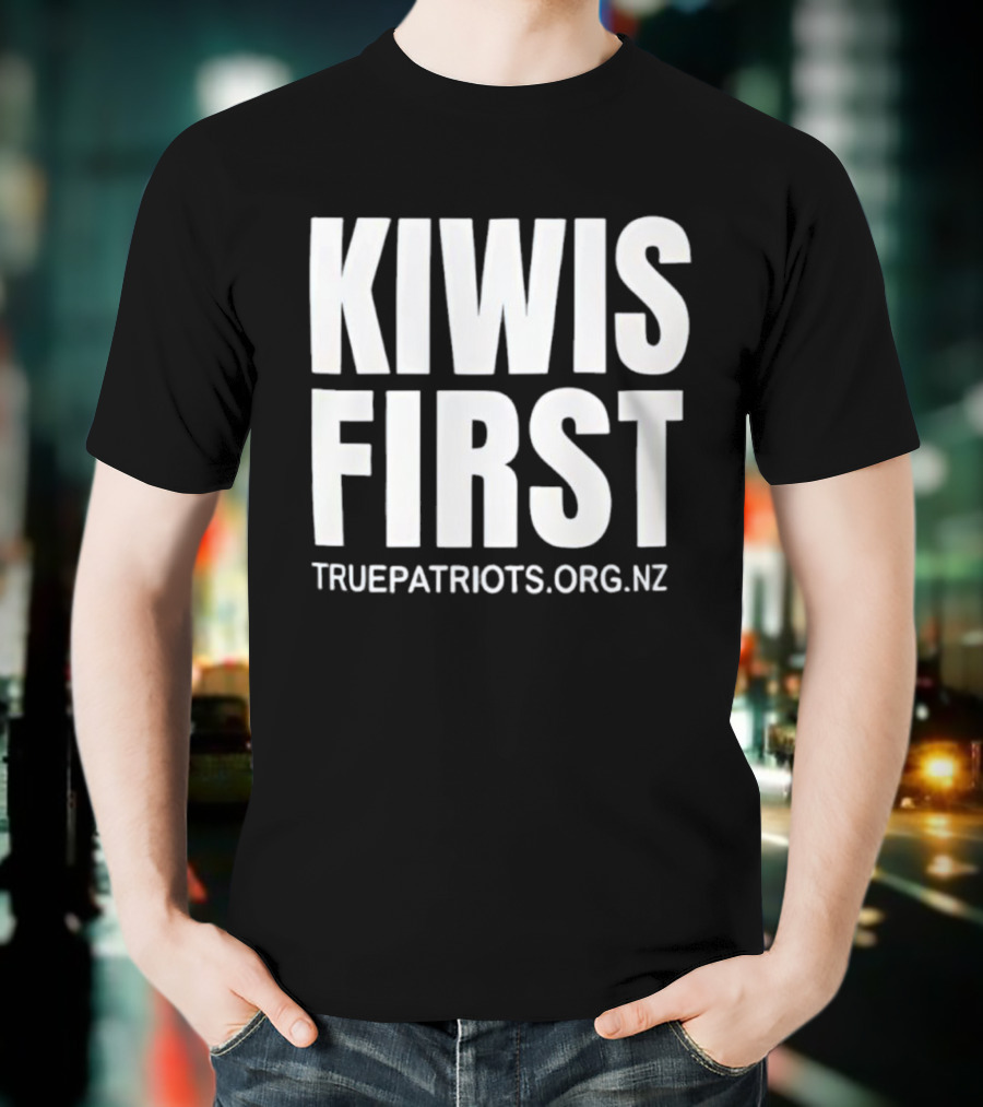 Kiwis First Truepatriots.org.nz Bold Text Statement T-Shirt