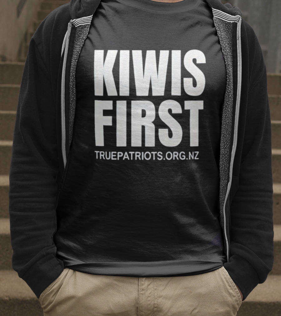 Kiwis First Truepatriots.org.nz Bold Text Statement T-Shirt