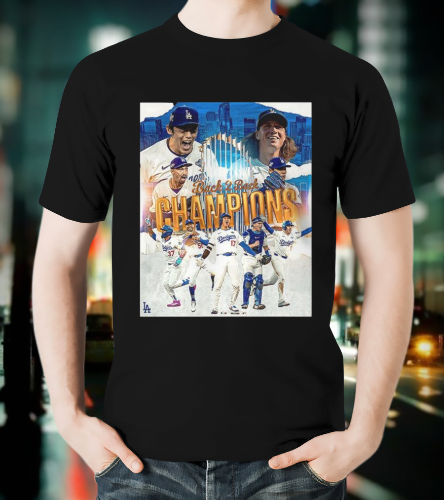 Back 2 Back Champions Los Angeles Dodgers 2025 Celebration T-Shirt