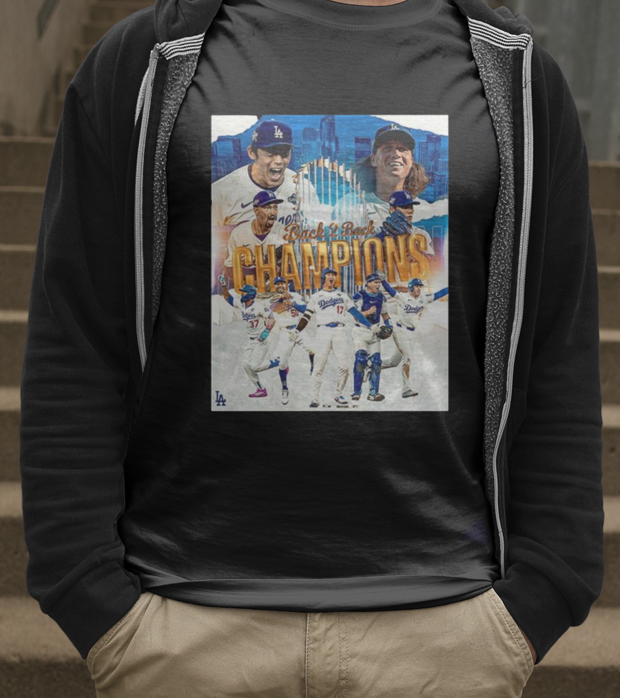 Back 2 Back Champions Los Angeles Dodgers 2025 Celebration T-Shirt
