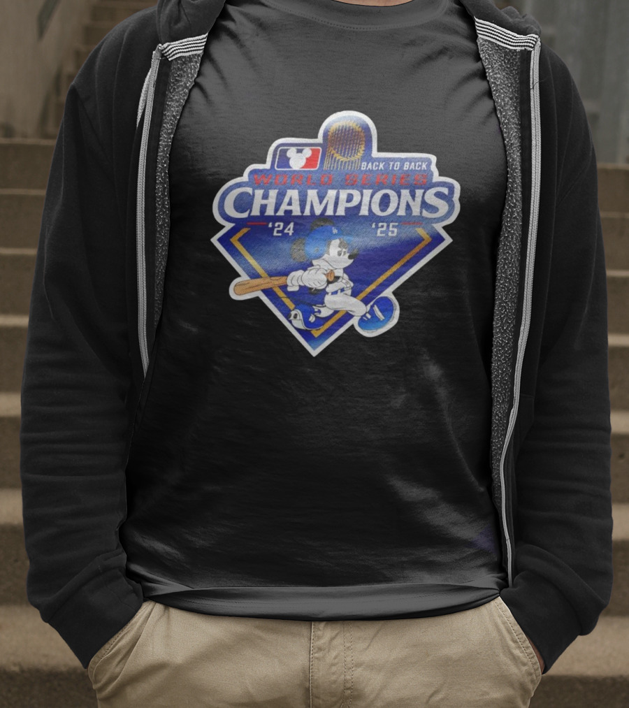 Back To Back World Series Champions '24 '25 Mickey Mouse Dodgers T-Shirt
