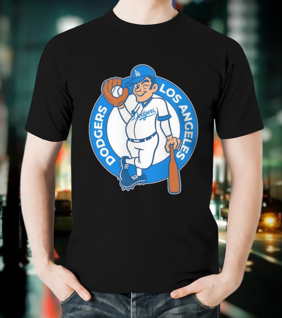 Los Angeles Dodgers Vintage Cartoon Character MLB Team Retro Style T-Shirt