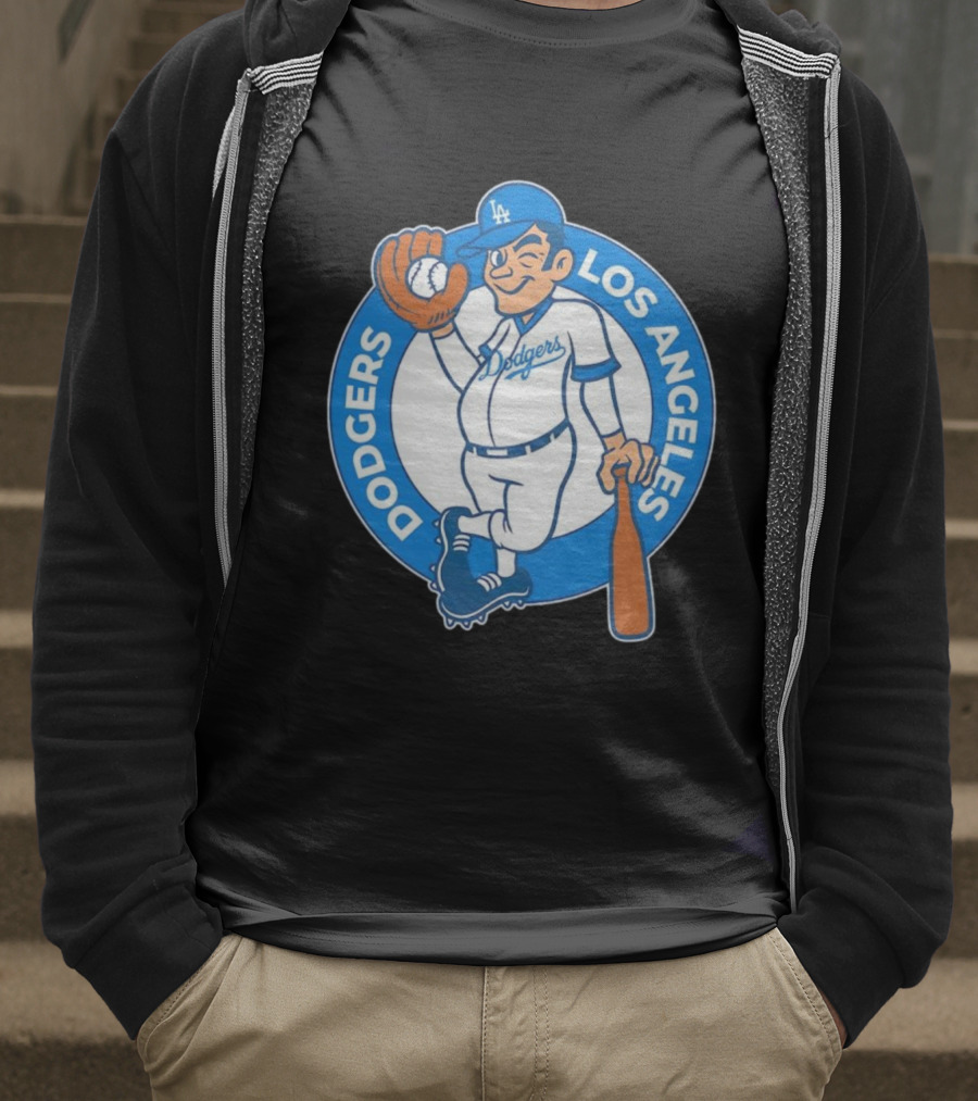 Los Angeles Dodgers Vintage Cartoon Character MLB Team Retro Style T-Shirt