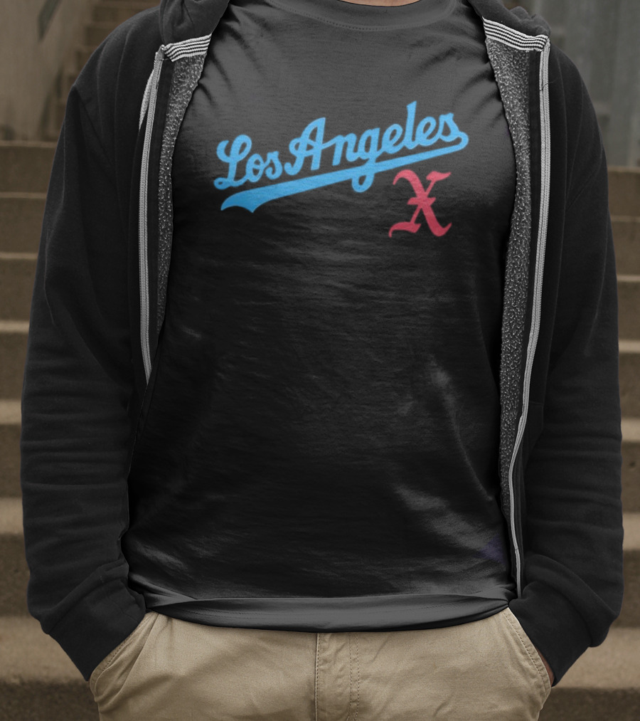 Los Angeles Crossed Red X Baseball Style T-Shirt