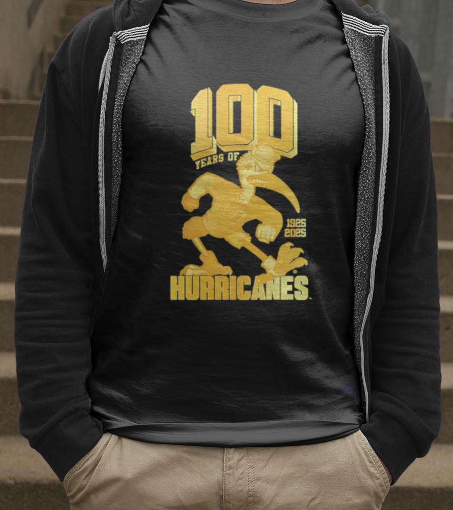 Miami Hurricanes Centennial Sebastian The Ibis 1925-2025 T-Shirt
