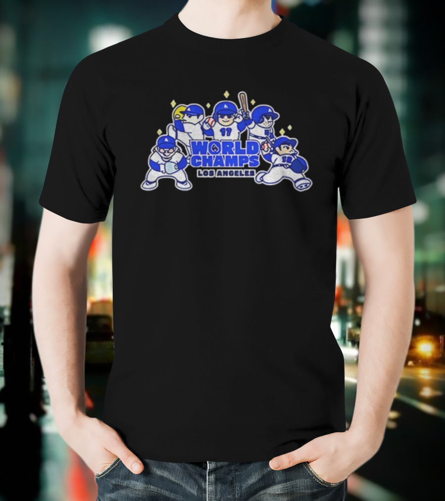 World Champs Los Angeles Big Five Chibi Anime Baseball 2025 T-Shirt