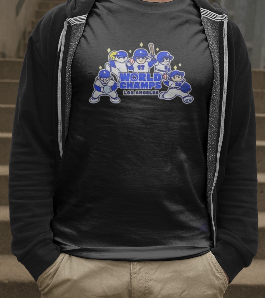 World Champs Los Angeles Big Five Chibi Anime Baseball 2025 T-Shirt