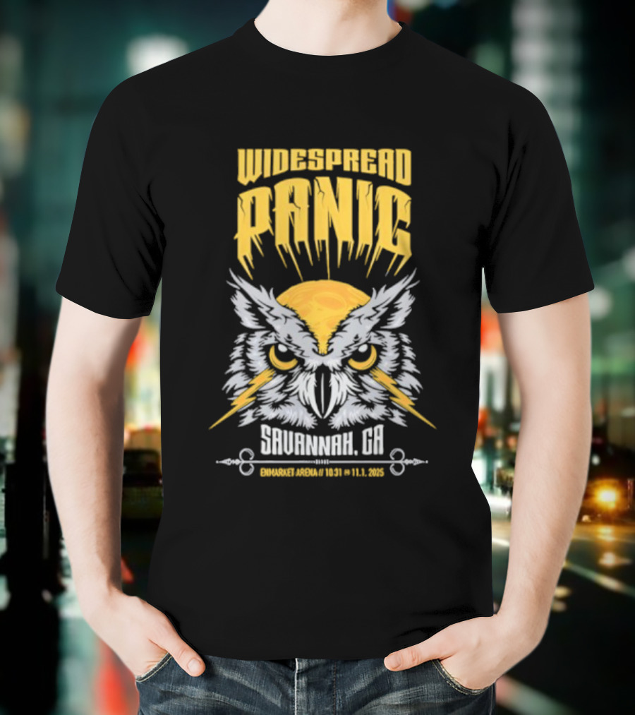 Widespread Panic Savannah GA October 31 2025 Owl Design T-Shirt