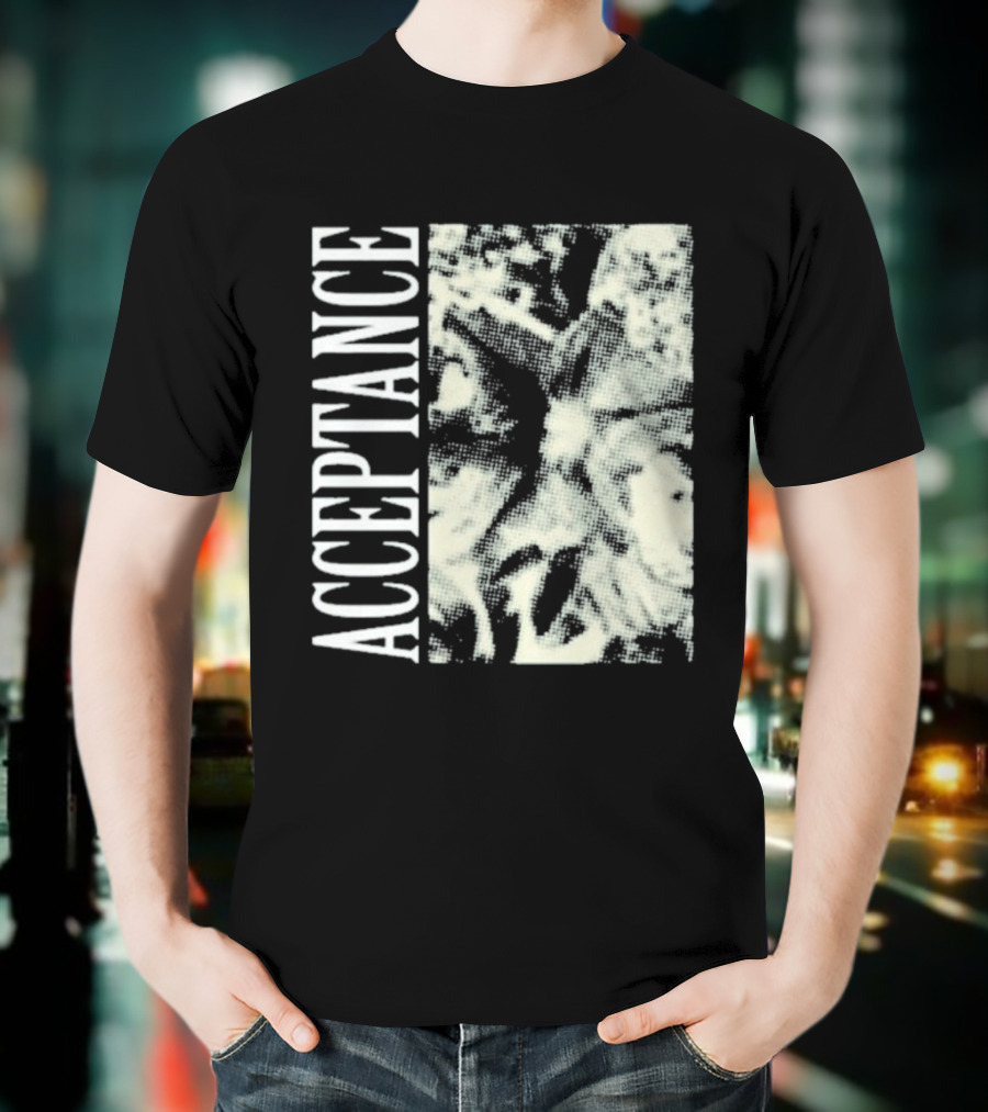 Acceptance 90s Grunge Style Vertical Text Block T-Shirt