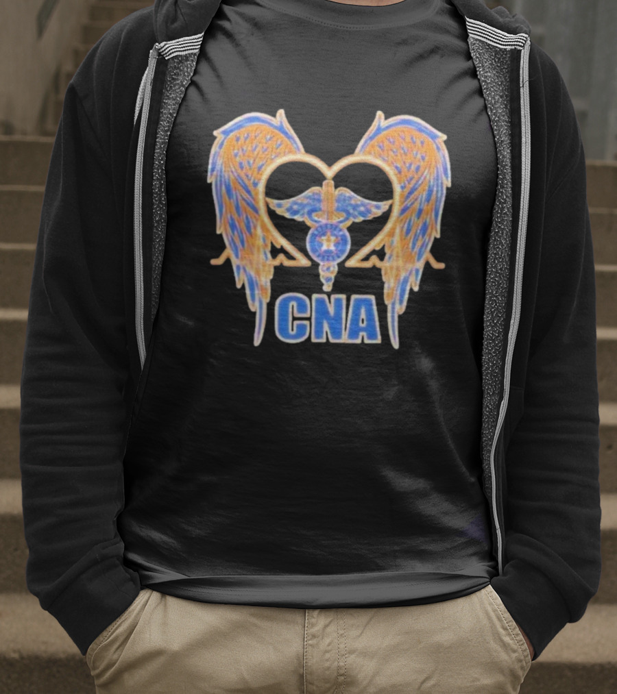 Houston Astros Wings Heart CNA Orange Blue T-Shirt