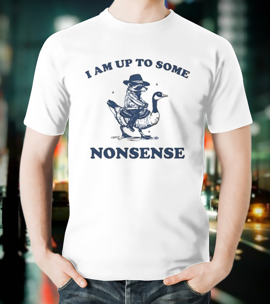 I Am Up To Some Nonsense Raccoon Riding Duck Cowboy Hat Fun T-Shirt