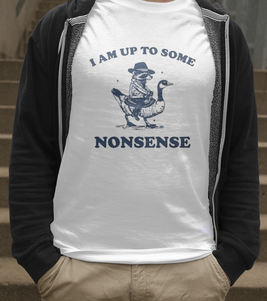 I Am Up To Some Nonsense Raccoon Riding Duck Cowboy Hat Fun T-Shirt