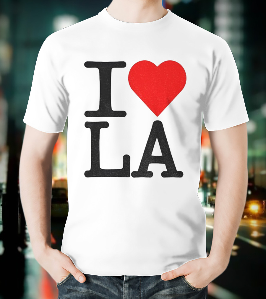 Los Angeles Dodgers Fan I Love LA Heart Classic Iconic Text T-Shirt